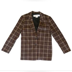 Treasure & Bond Brown Plaid Button Front Blazer Small